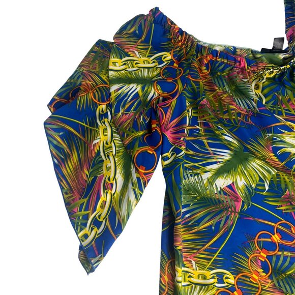 Ashley Stewart Blouse Shirt Womens Size 22/24 Tropical Print Off-Shoulder - Picture 3 of 6